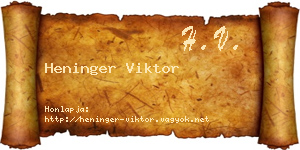 Heninger Viktor névjegykártya
